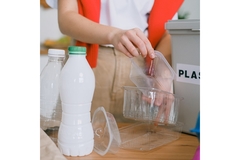 Hands organizing plastics